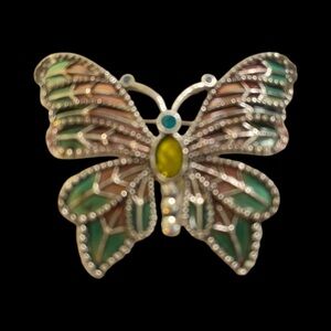 Elegant Butterfly Brooch with Multicolor Accents